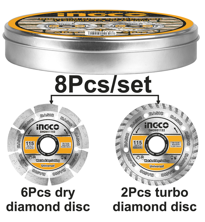 Ingco Diamond Discs Set 8 Pcs